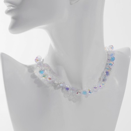 Choker "Shine" bright beads, rainbow color in silver, 33 cm-1