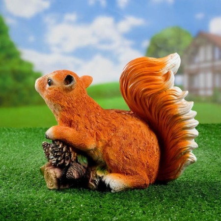 Garden figure "Squirrel on a branch with cones" 14x24x21cm-3