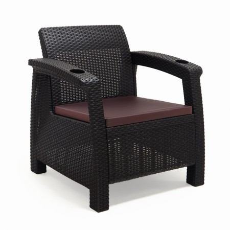 Roatan chair, with cup holders, 73x70x79 cm, mocko color, with a brown pillow