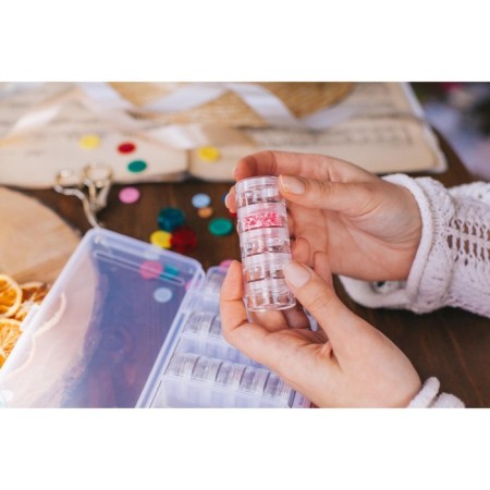 A set of jars for needlework, 25 pcs, d = 3 cm, in a container with removable cells, 19 × 9.5 × 4 cm, the color is transparent-2