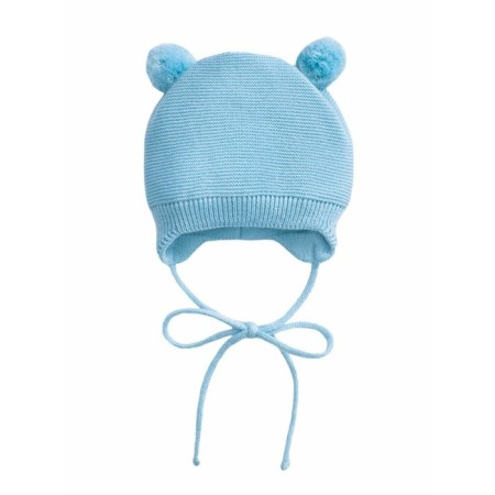 A cap on ties with pompons Children's Amarobaby Pure Love Pompony, with a lining, size 44-46 cm, blue color-1