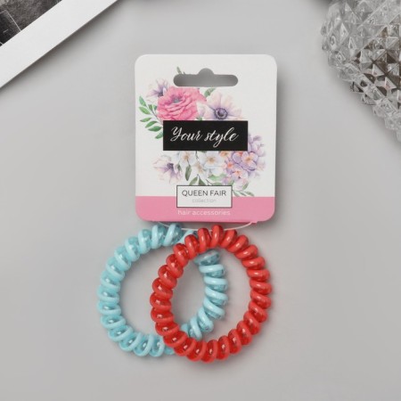 Hair gum "Spring" (set 2 pcs) Transparent strips, 5.5 cm, mix