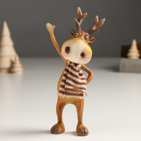 Souvenir Polystone "Losyash in a striped brown scarf - Hello!" MIX 5x7x15 cm-1