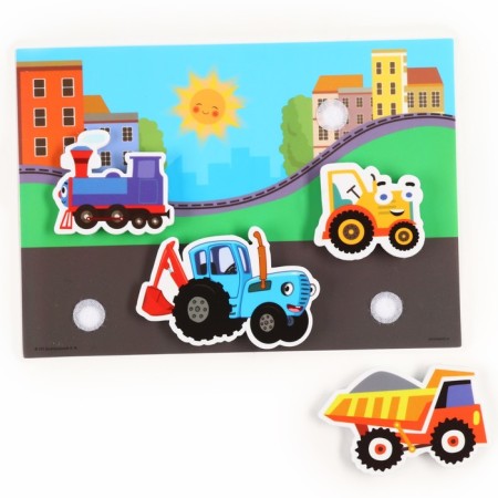 Developing toy "Fun Velcro", Transport, Blue Tractor-2