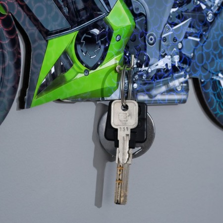 Key on the wall green motorcycle, 40x22.5x0.5 cm-1