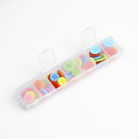 A set of buttons, 4 punctures, d = 12.5 / 15 / 17.5 mm, 80 ± 4 pcs, in the container, color colorful color-2