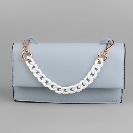 A chain for a bag, plastic, with carbines, 23 × 17 mm, 30 cm, white/gold color-3