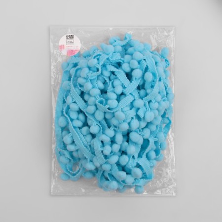 Decorative braid with pompons, 25 ± 5 mm, 9.1 ± 0.5 m, blue color-2