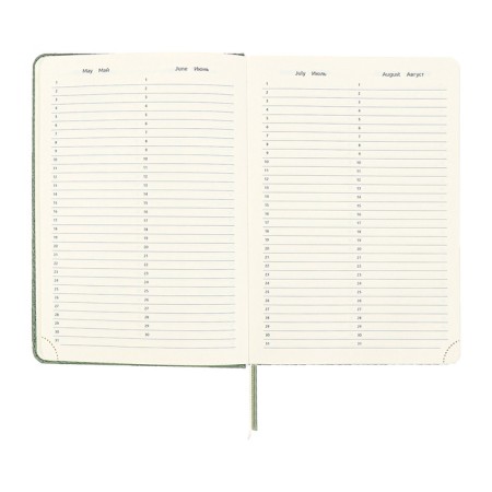 Delicidal of a non -combined A5 136 sheets, leatherette Devente. Clair, solid cover with foam rubber, perforation, liesse, block 70, green-8