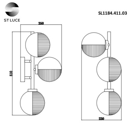 Sconces st. SL1184.411.03. Todo. 3x5 watts, G9, 4000K, 23x61 cm, black color-5