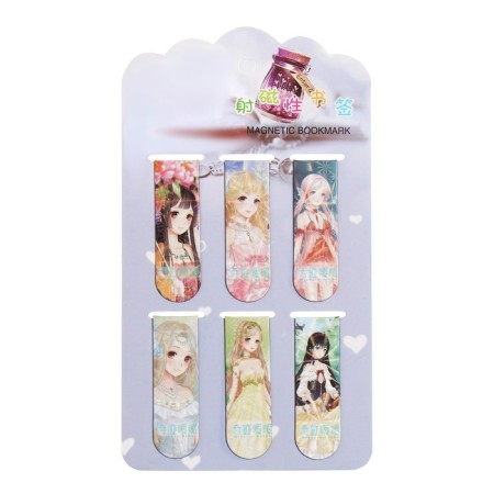 A set of magnetic bookmark for books Calligrata 6 pieces, "anime", mix-3