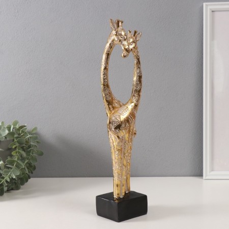 Polystone souvenir "Giraffe - Tenderness" Geometric patterns gold 10x7x39.5 cm-1