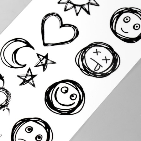 Tattoo on the body black "emoticons and symbols" 10.5x6 cm-2