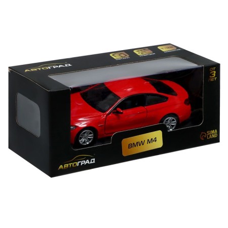 Metal machine BMW M4 Coupe, 1:32, inertia, doors open, red color-4