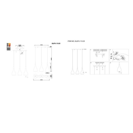 Suspended chandelier ST LUCE. SL874.113.03. GoCce. 3x40 watts, e27, 80x16 cm, chromium color-3