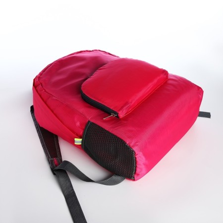 Folding backpack, lightning department, external pocket, 2 side pockets, raspberry color-5