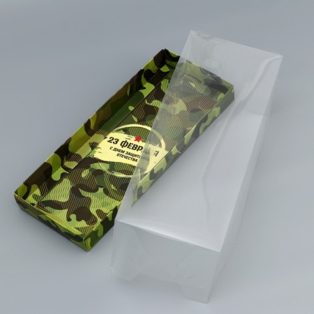 Box with a transparent lid for roll, "February 23", 30 x 12 x 12 cm. Confectionery packaging-2