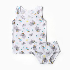 Kit (T-shirt, panties) for girls, white color/elephants, height 80-86 cm