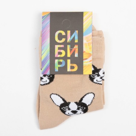 Children's socks, beige color/Dog print, size 18-4