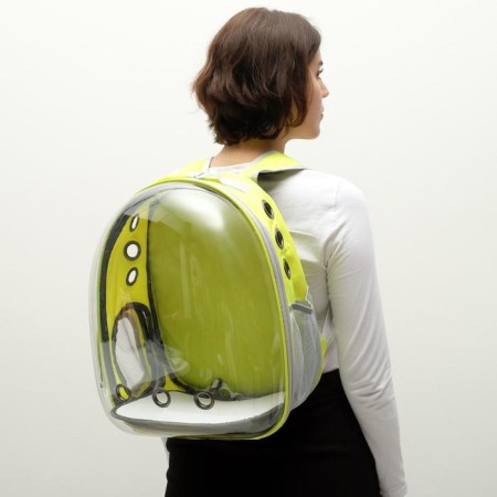 Backpack for carrying animals, transparent, 31 x 28 x 42 cm, yellow-14