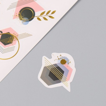 Photo album 25 sheets (stickers+rings) "Geometry" embossing gold 19x27x3 cm-5