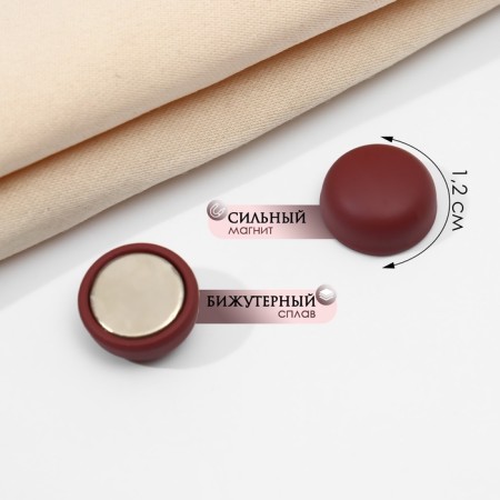 Magnet for the scarf “minimal”, the color is darkest red in silver-4