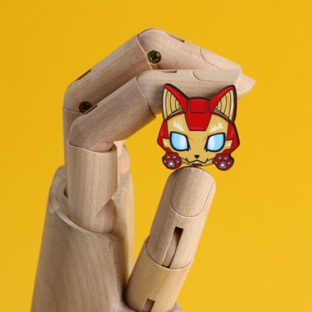 Wooden icon "Iron Cat", 3 x 3 cm-3