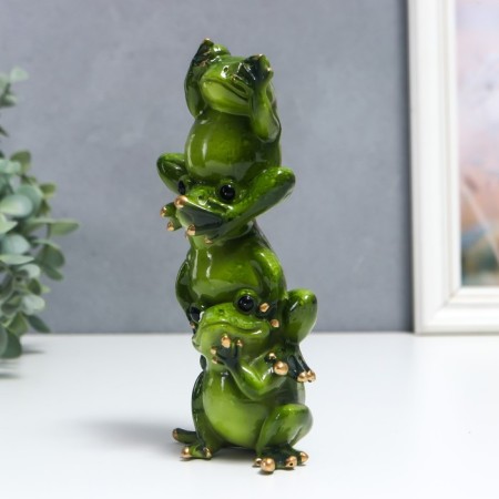 Souvenir Polystone Lak "Frog Pyramid - I do not see, I do not hear, I will not say" 18x6x8 cm-4