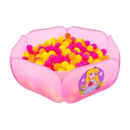 Balls for a dry pool with a “fluorescent” pattern, a set of 60 pieces, an orange color, pink, lemon, ball diameter - 7.5 cm-11