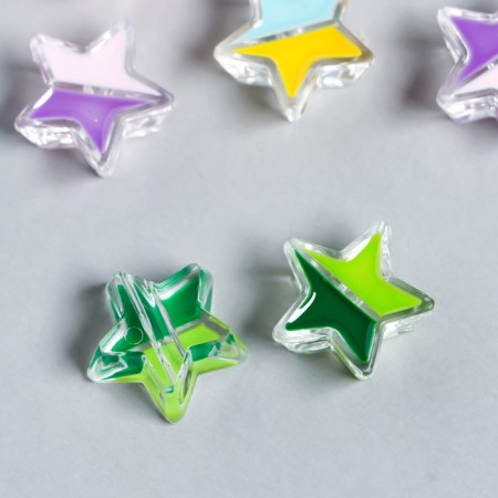 A set of beads for creativity plastic "Two -color star" 20 g mix 1x1.9x1.9 cm-1