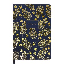 The diary is low, A5, 136 sheets, leatherette, Devente. Tropicana, solid cover, foil embossing, perforation, liesse, block 70%, dark blue