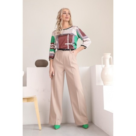 Female trousers, size 50, milk color-1