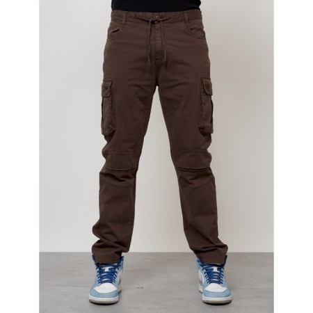 Cargo jeans men, size 48, brown color-4