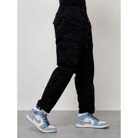 Cargo jeans male, size 44, black color-6