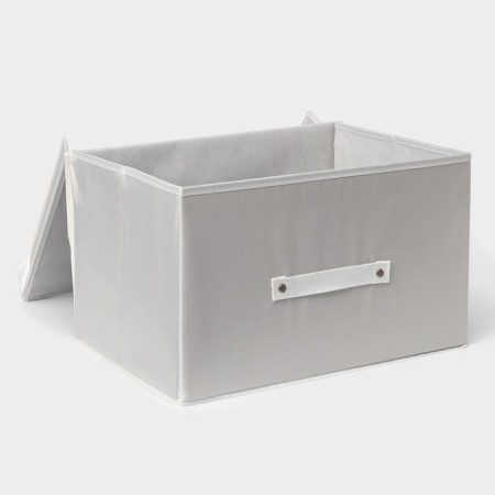 Stelly box for storage with a lid LadoM, 40 × 30 × 25 cm, beige color-3