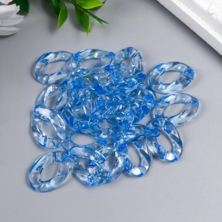 Decor for creativity plastic "Ring for the chain" transparent blue set 25 pcs 2.3x1.65 cm-2