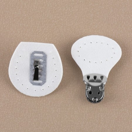 Fittings for bag No. 5, set 4 items, carbine - 2 pcs, handle to leatherette, buttons, white-4