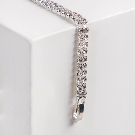 Bracelet with rhinestones "shine" 2 rows, white color in silver, 18 cm-5