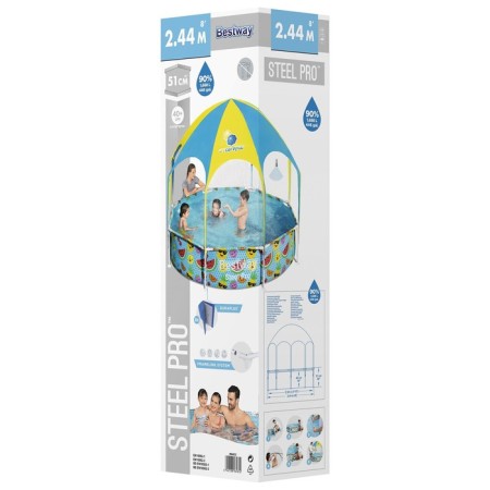 Steel Pro frame basin, with a canopy, 244 x 51 cm, from 2 years old, 56432 Bestway-5