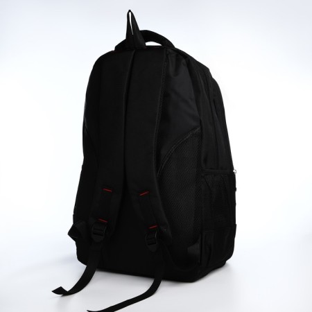 Youth backpack from textiles, 2 parts with a zipper, 4 pockets, black/green color-3
