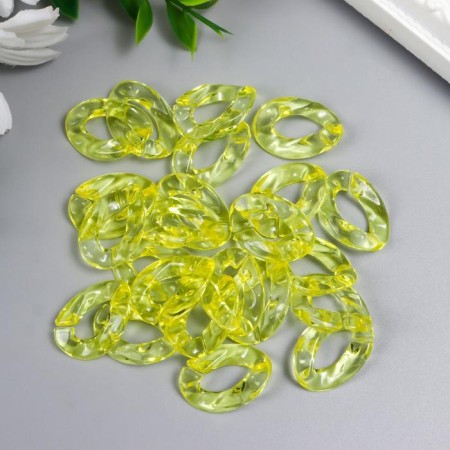 Decor for creativity plastic "Ring for the chain" transparent yellow set 25 pcs 2.3x1.65 cm-2