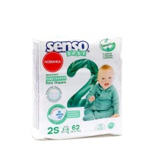 Подгузники детские Senso Baby Sensitive 2S MINI (3-6 кг), 62 шт.