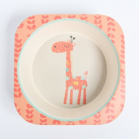 A set of children's bamboo dishes "Giraffe", a plate, a bowl, a glass, devices, 5 items-4
