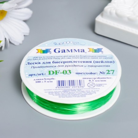 Biser fishing line "Gamma" 0.3 mm, 100 ± 0.5 m, nylon, green-1