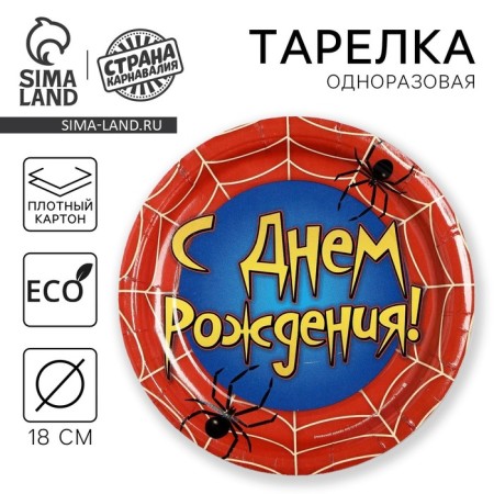 Disposable paper plate "Happy Birthday" Web, 18 cm