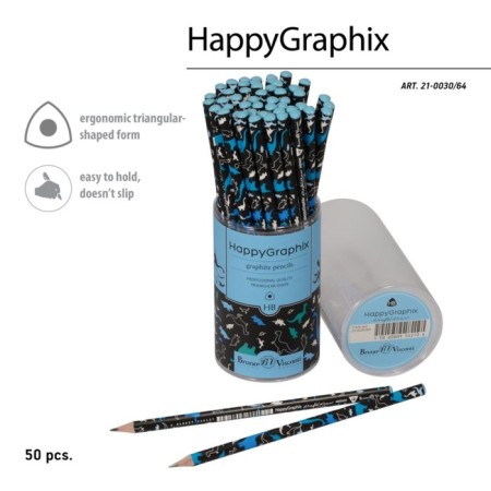 Chernographic pencil BrunovisConti Happygraphix Jumbo "Fairytale animals. Dinosaurians", NV, three -sided-3
