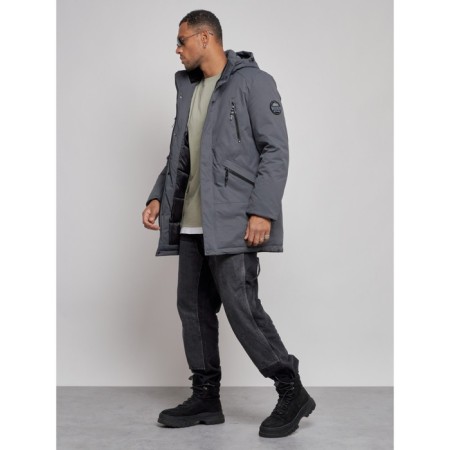 Lenced male winter park, size 58, dark gray color-1