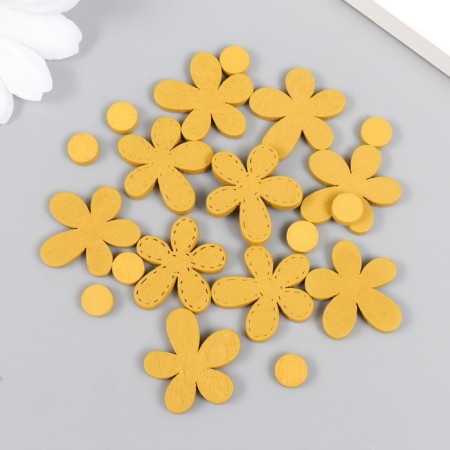 Decor for creativity tree "Chamomile and core" set 10+10 pcs mustard 2.3x2 cm