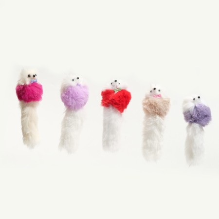 Mouse made of artificial fur, up to 17 cm with a tail, a mix of flowers-2