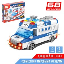Constructor Block Inertial Police Furgon, Light, Sound, 68 parts